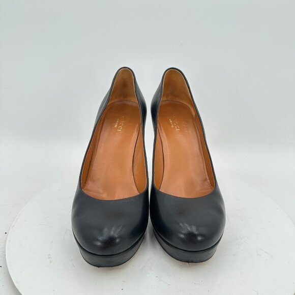 Gucci Women Size EU 38.5 US 8.5 Black Leather Platform Pump Heel Shoes - Picture 3 of 12